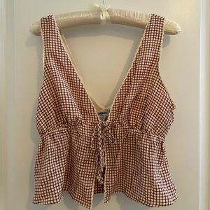 RSQ Red and White Checkered Tank Top